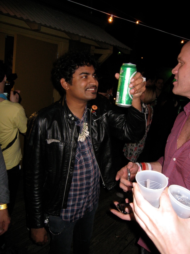 The Legendary King Kahn enjoying a well deserved drink after his performance at Emos Jr.
